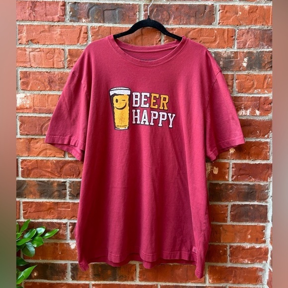 Life Is Good Mens 2X Red Short Sleeve Beer Happy Graphic Crusher Tee - Picture 9 of 9